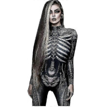 (S) Costume For Women And Girls Halloween Costume Skeleton Print Bodysuit Skinny Jumpsuit
