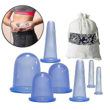 (Transparent) Silicone Cupping Set 7 Pcs Chinese Acupoint Massage Vacuum Suction With Storage Bag For Muscle