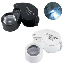 (White) 40x Magnifying Loupe Jewelry Eye Glass Magnifier Led Light Jewelers Loop Pocket