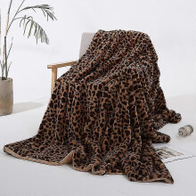 (160*200cm, yellow brown) Leopard Print Pv Blanket Rabbit Blanket Crystal Fleece Sofa Blanket Nap Blanket