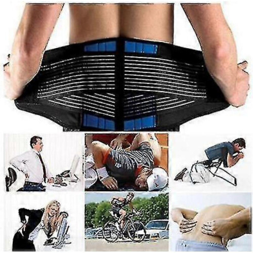 (M) Adjustable Double Pull Lumbar Support Lower Brace Pain Relief Waist Unisex 2