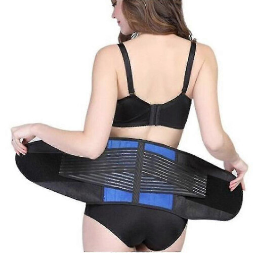 (L) Adjustable Double Pull Lumbar Support Lower Brace Pain Relief Waist Unisex 1