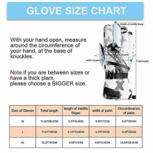 (L, Dark*White) Winter Ski Gloves Warm Lining Windproof Waterproof Snow Gloves