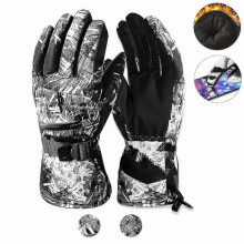 (XL, Dark*White) Winter Ski Gloves Warm Lining Windproof Waterproof Snow Gloves