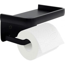 With Shelf, Black , Toilet Paper Roll Holder, Bathroom Adhesive Modern Paper Towel Holder