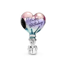 Silver Happy Birthday Hot Air Balloon Charm Fits Pandora Bracelet