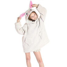 (one size, rabbit) Winter Sherpa Blanket With Sleeves Warm Hoodie Blanket For Kids Fleece Hoody Blanket Sweatshirt Wearable Flannel Blankets Gift