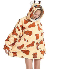 (one size, giraffe) Winter Sherpa Blanket With Sleeves Warm Hoodie Blanket For Kids Fleece Hoody Blanket Sweatshirt Wearable Flannel Blankets Gift