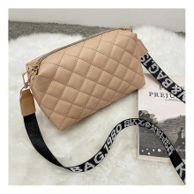 (Khaki) Crossbody Sling Bag For Women Rhombus Grid Adjustable Wide Shoulder Strap Pu Fanny Pack For Daily