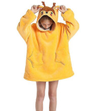 (one size, deer) Winter Sherpa Blanket With Sleeves Warm Hoodie Blanket For Kids Fleece Hoody Blanket Sweatshirt Wearable Flannel Blankets Gift