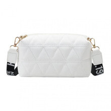 (White) Crossbody Sling Bag For Women Rhombus Grid Adjustable Wide Shoulder Strap Pu Fanny Pack For Daily