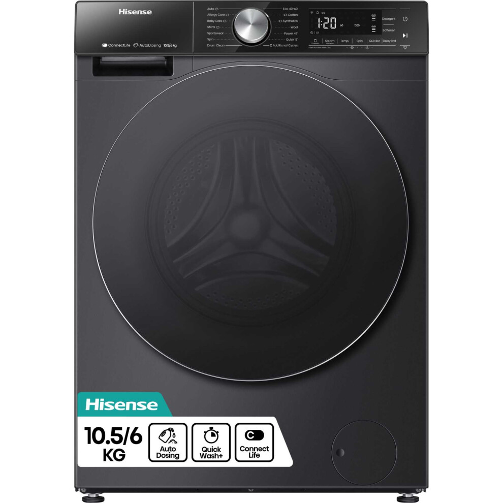Hisense WD5S1045BB 5S Series 10Kg / 6Kg Washer Dryer with AutoDose - Black