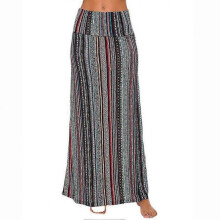 (M, Vertical bar geometry) Summer Women's Leopard Print High Waist Long Dress Bohemian Big A Skirt Women