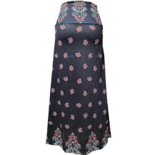 (L, Safflower on black background) Summer Women's Leopard Print High Waist Long Dress Bohemian Big A Skirt Women