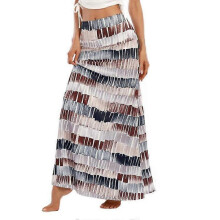 (M, Black Exhaustive Grey Strip) Summer Women's Leopard Print High Waist Long Dress Bohemian Big A Skirt Women