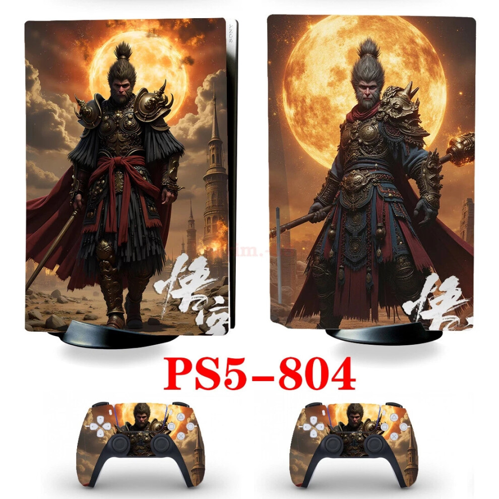 (Ps5-804, For Ps5 Digital Version) Myth Wukong Skin Stickers Decals For Ps5 Standard Disc Digital Console Black 6963793795222