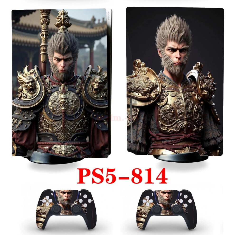 (Ps5-814, For Ps5 Digital Version) Myth Wukong Skin Stickers Decals For Ps5 Standard Disc Digital Console Black 6963793795420