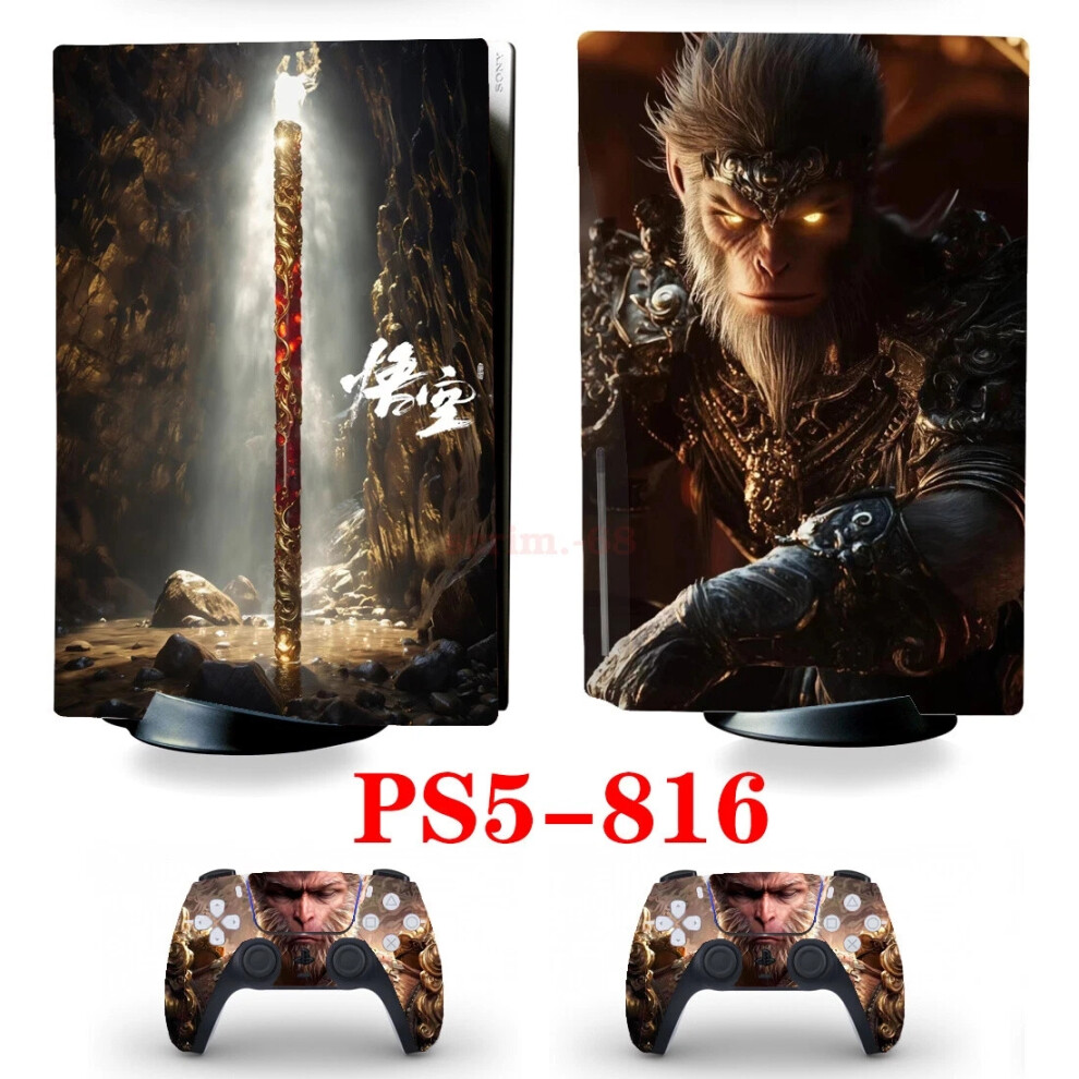 (PS5-816, for PS5 Standard Disc) Black Myth Wukong Skin Stickers Decals for PS5 Standard Disc Digital Console-image-OPC-PHPM8WD-NEW