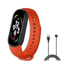 (red) Mi Band 7 Smart Bracelet Watch Fitness Tracker Sport Smartband Blood Pressure Monitor Wristband Smart Band Upgraded Version(FPL16)