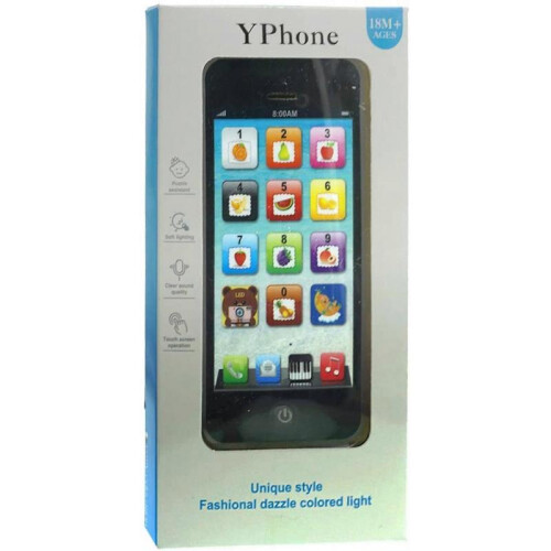 (Black) Phone Kids Learning Toy Play Cell Phone White with USB Recharable 1