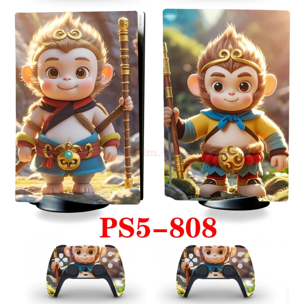 (Ps5-808, For Ps5 Standard Disc) Myth Wukong Skin Stickers Decals For Ps5 Standard Disc Digital Console New Black 6963793795673