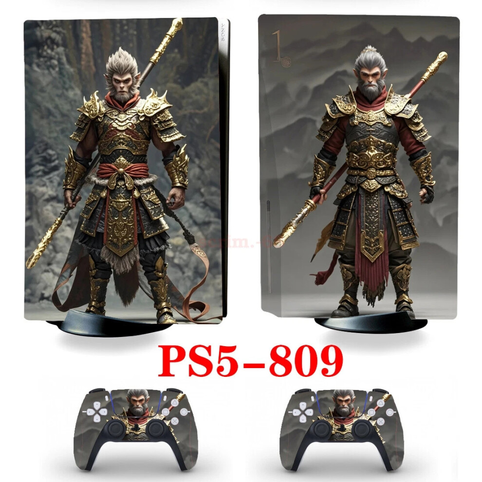 (Ps5-809, For Ps5 Digital Version) Myth Wukong Skin Stickers Decals For Ps5 Standard Disc Digital Console New Black 6963793795680