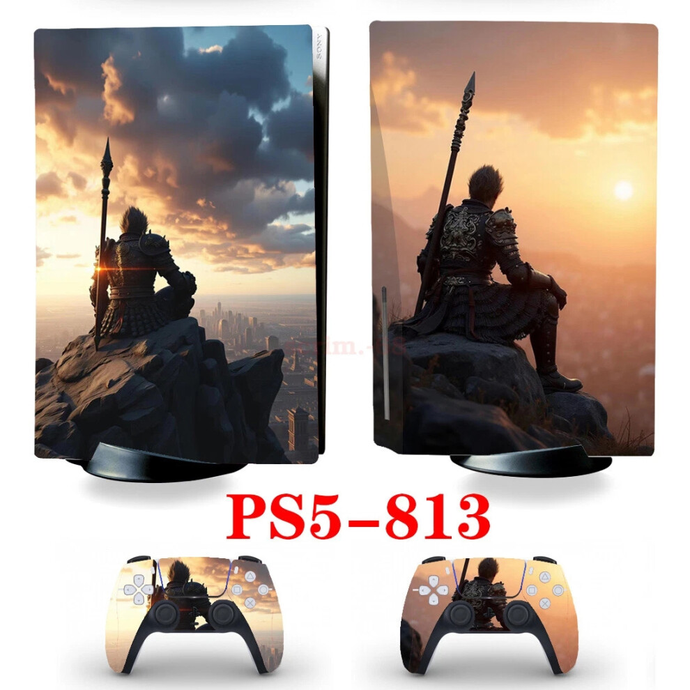 (Ps5-813, For Ps5 Digital Version) Myth Wukong Skin Stickers Decals For Ps5 Standard Disc Digital Console Hot Black 6963793796120