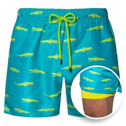 (S, Style 5) Mens Swim Trunks With Compression Liner