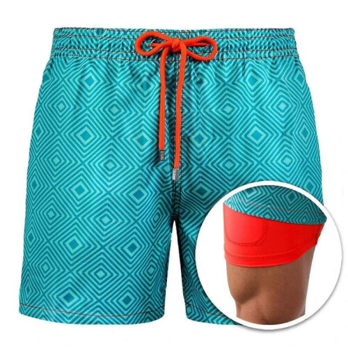(M, Style 3) Mens Swim Trunks With Compression Liner