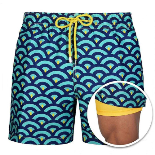 (L, Style 2) Mens Swim Trunks With Compression Liner
