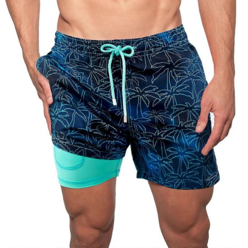 (M, Style 4) Mens Swim Trunks With Compression Liner 1