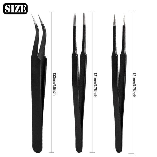 Ensemble de pinces de précision anti-statiques de 3pcs comprenant des pinces de modélisation pour l'artisanat 1
