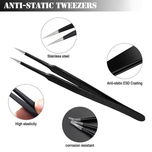 Ensemble de pinces de précision anti-statiques de 3pcs comprenant des pinces de modélisation pour l'artisanat 2
