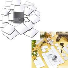 Miroir d'acrylique autocollant en argent de 100 pièces - 3x3cm (1.2x1.2) Multi-surface Mini carreaux carrés pour l'artisanat / la maison Dco
