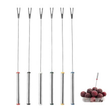 6 pièces Fondue Forks - 9,4 pouces en acier inoxydable Fondue Sticks avec poignée résistante à la chaleur pour fromage Chocolat Fondue Bratf