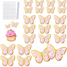 3D papillon gâteau Topper - 50pcs papillon Cupcake Toppers, taille mixte papillon gâteau Topper pour anniversaire, mariage,