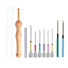 Kits d'aiguille de poinçon en 12 pièces, Stickerei Nähset mit 7 Größen von Needelköpfen, Set d'outils d'aiguille de poinçon réglable pour ad