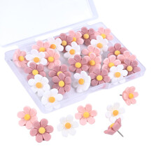 Pins de dessin de fleurs - 30 pièces mignonnes Pins de poussée pour Pin Boards, 0,5 pouce Pins de bord de liège en rose et blanc pour Notifi