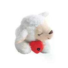 (white) Original Snuggle Puppy Heartbeat Stuffed Toy for Dogs. Pet Anxiety Relief and Calming Aid, Comfort Toy for Behavioral Training in Biscuit