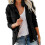 (M, Dark Blue) Women Solid Loose Zipper Multi-pocket Jacket 3