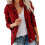 (5XL, Burgundy) Women Solid Loose Zipper Multi-pocket Jacket 1