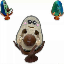 (Khaki) 3D Printed FCK-You-Cado, 3D Printed Bad Avocado, Printed Middle Finger Statue