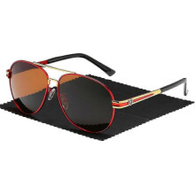 (Gold Tea Piece) New Men's Bmw Polarized Sunglasses Driver's Mirror Large Frame Toad Mirror Sunglasses Brand Glasses - ya