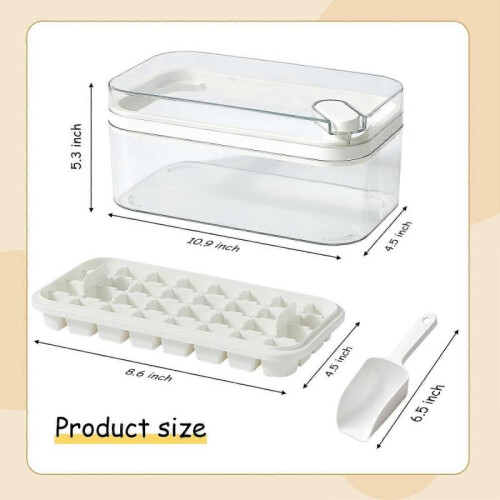 (White) SDIGV Ice Cube Tray with Lid and Bin, 2 Pack for Freezer, 64 Pcs Ice Cube Mold (Green) 2