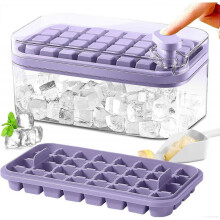 (Purple) SDIGV Ice Cube Tray with Lid and Bin, 2 Pack for Freezer, 64 Pcs Ice Cube Mold (Green)