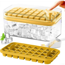 (Yellow) SDIGV Ice Cube Tray with Lid and Bin, 2 Pack for Freezer, 64 Pcs Ice Cube Mold (Green)