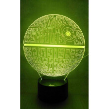 Death Star 3D Night Light LED Illusion Lamp Bedside Desk Table Lamp for Star Wars Fans, 7 Color Changing Lights with Acrylic Flat