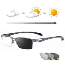 (1.50 strength) Photochromic Gunmetal Progressive Multifocal Reading Glasses Anti-blue Magnifier