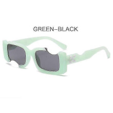 (Green Gray) Hip-hop Square Sunglasses Women Men Off Notch Hole Design White Sun Glasses Blue Ladies Vintage Shados Eyewear Uv Protection_LL_a05