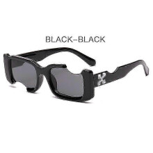 (Black gray) Hip-hop Square Sunglasses Women Men Off Notch Hole Design White Sun Glasses Blue Ladies Vintage Shados Eyewear Uv Protection_LL_a05